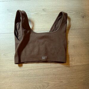 SET ACTIVE brown bra tank